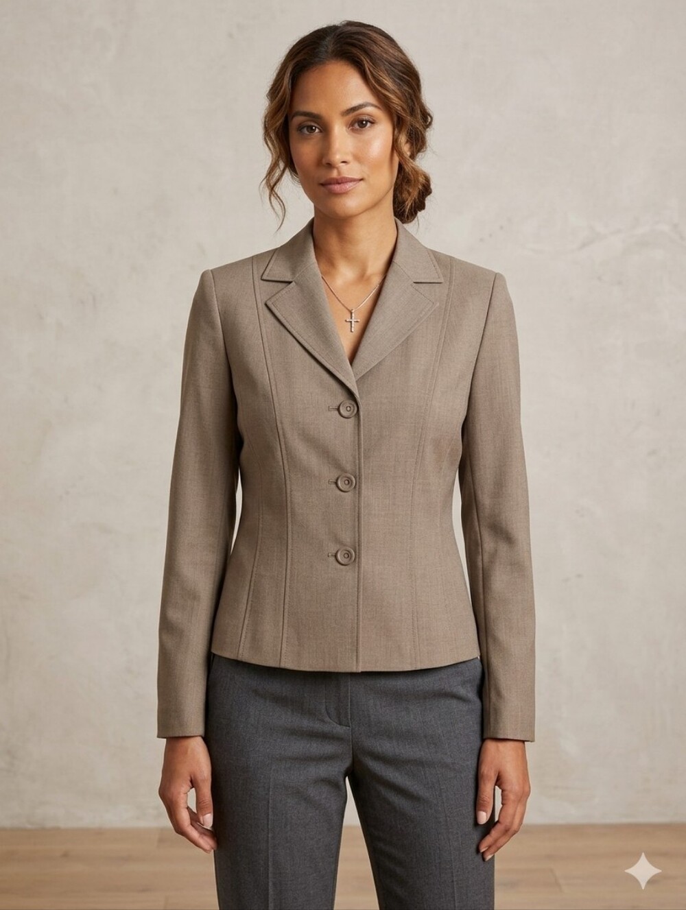 RQT WOMENS FITTED JACKET SIZE 14 IN A BEAUTIFUL TAUPE  COLOR
